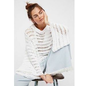 Free people white crotchet bell sleeve sweater